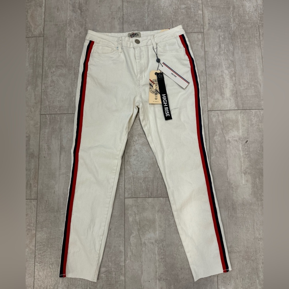 NWT Denim Blvd Side Stripe High Rise White Jeans Size 11